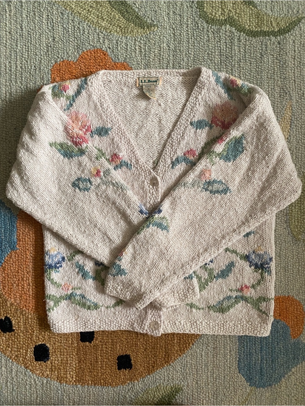 L.L. Bean Vintage Linen Blend Floral Cardigan - Picture 13 of 16